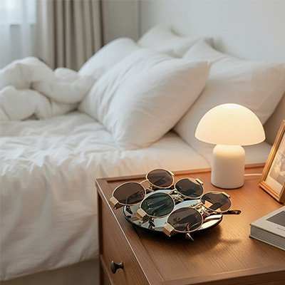 Lunette de soleil femme élégante avec protection UV et monture ronde tendance