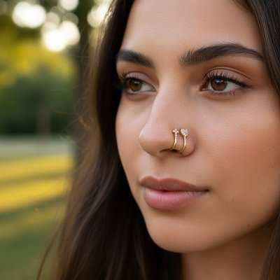 Piercing nez en U hypoallergénique élégant et confortable avec cristaux, parfait pour un style minimaliste au quotidien